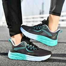 1 Pair Couple Running Shoes, Size 36EUR-48EUR For Men & Women, Rotating Button Closure, Breathable Mesh, Suitable For Workout & Running - Black - View 4