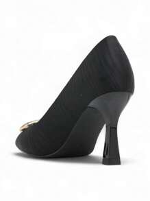 Scarpe con tacco alto, punta affusolata, finitura in raso, tacco sottile, adatte per matrimoni e feste, scarpe con tacco alto eleganti - nero - Visualizzare 3