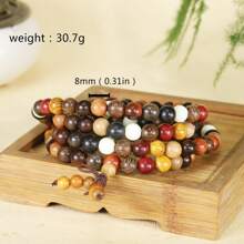 1 件 108 件木串珠手链,8 毫米檀香佛教念珠,手工玛拉串手链,木手镯,父亲节礼物 - 手串 - 查看 11