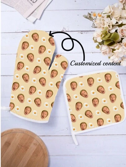 Guantes de horno con caras personalizadas, agarradores de ollas con foto personalizada, regalos para chef, manopla con cara personalizada, manoplas de horno de cocina, regalo de Navidad
