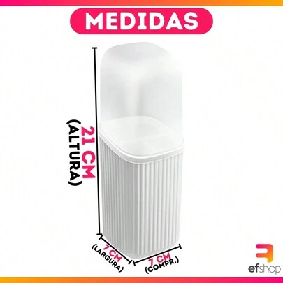 Estojo Porta Escova E Pasta Dental Plástico Com Tampa Multiuso Para Bahneiro Lavabo Moderno Luxo Glamour