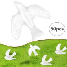 60pcs, 1.5 Inch Resin Micro Bird Crafts, Small White Models, Cute Pigeon, Peace Bird Models, Lawn Statue Decorations, For Crafts, Wedding Cake Decorations