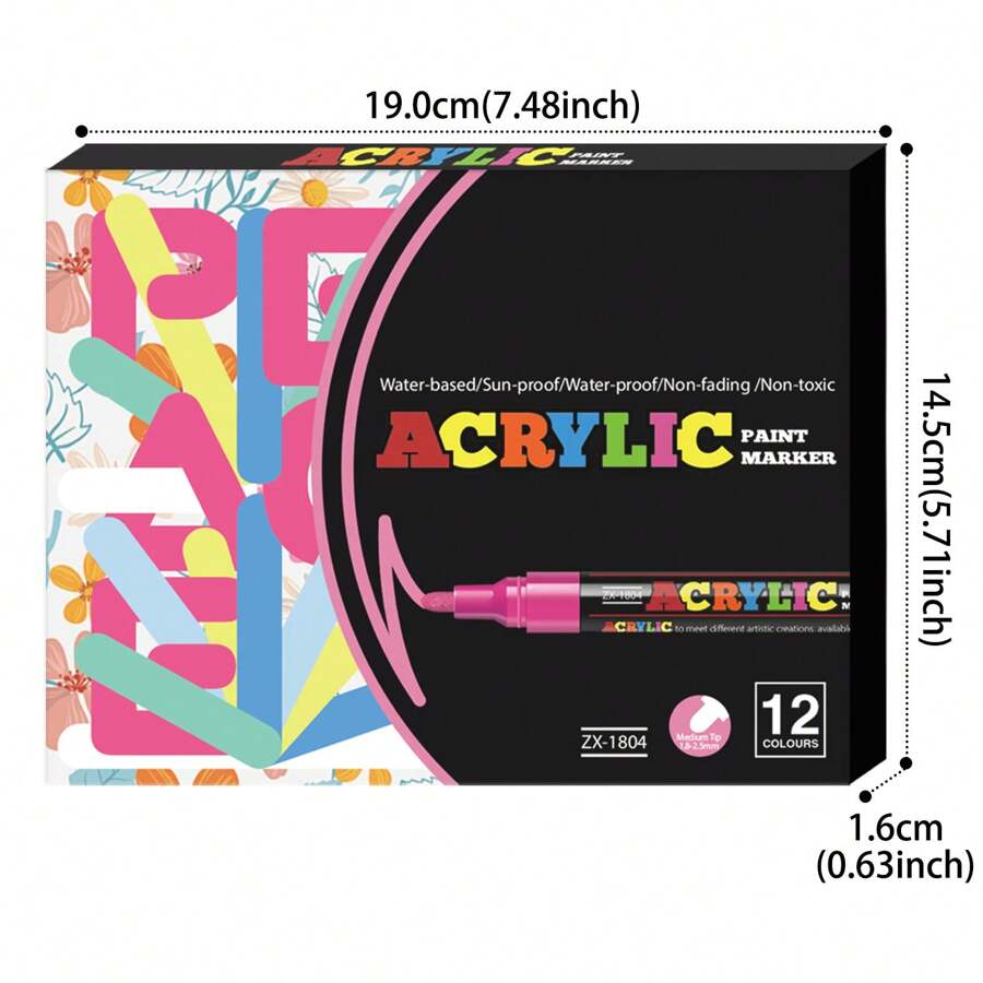 24 Acrylfarben Stifte Set - Extra Feine Spitze Für Steine, Glas & DIY-Projekte