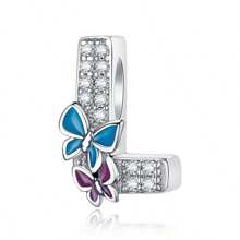 Easvnya Silver Butterfly Cubic Zirconia Letter A-Z Pendant, Suitable For Handmade Bracelet Necklace Minimalist Fashionable Jewelry DIY, Women Birthday Party Gift