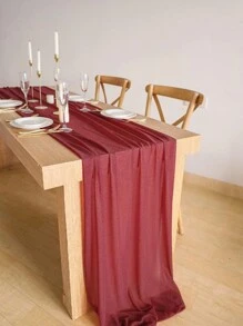 1pc Chiffon Table Runner, Wedding Table Tablecloth, For Long Romantic Country Party Baby Bride Shower Decoration