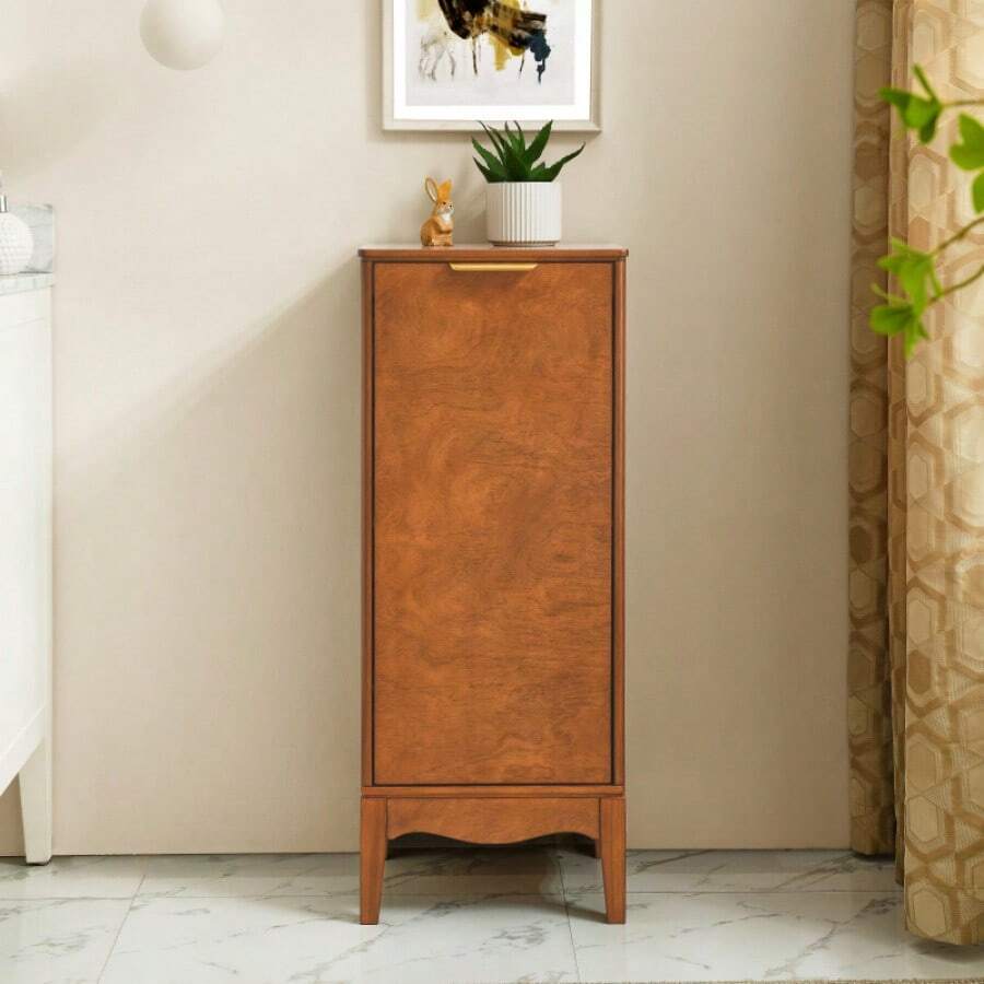 Modern Bathroom Floor Cabinet &Linen Cabinet With Adjustable Shelves,Antique Brass(14.5"*12.6"*35.7")