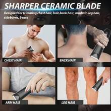 Men's Body Trimmer, Electric Shaver, Electric Inguinal And Hair Trimmer, Ceramic Blade Male Hygiene Shaver Trimmer, Full Body Beauty Battery Capacity 500mAh - Black - View 8