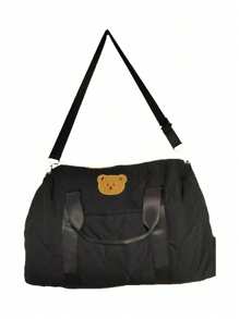 1pc Fashionable Black Mommy Bag With Large Capacity, Suitable For Daily Use, Traveling, And Infant Diaper Storage In Autumn And Winter - Black - View 8