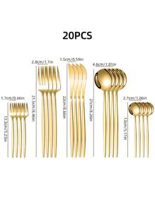 5/20/30pcs Stainless Steel Silverware Set Cutlery Set For Home Kitchen Restaurant Hotel Kitchen Utensils Set ,Kitchen,Christmas Gift - Multicolor - View 17
