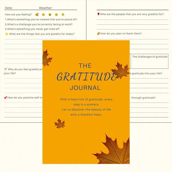 Gratitude Journey Planner - 135 Unique Questions, A5 Size With Exquisite Orange Cover, Perfect For Self-Care, Mindfulness & Yoga Enthusiasts