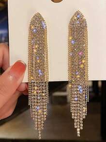 1 par de pendientes largos con forma de corazón, con strass y borlas, para San Valentín, mamá, madre, Día de la Madre, regalo