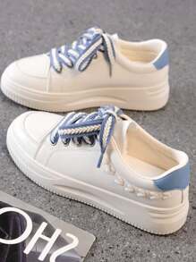 Women's White Shoes 2025 New Spring/Summer Version, Korean Style Versatile Casual Ins Minimalist Ladies Shoes, Student Thick-Sole Sneakers, Increased Height Thick-Sole Casual Shoes, Female Shoes, Women's Sports Shoes, Red Loafers, Burgundy Flat Shoes, Blue Shoes, Ladies Tennis Shoes, Pink Bow Heart Woven Shoes, Solid Color Fashion Women's Shoes, Cute Bohemian Holiday Style