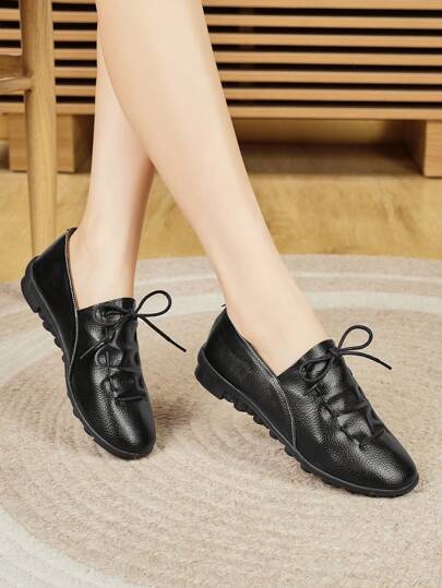 女士轻便软底防滑系带休闲运动鞋，舒适妈妈鞋，百搭时尚，春/秋