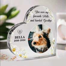 You Smiled With Your Eyes Custom Dog Acrylic Plaque, Personalized Heart Shaped Deceased Pet Plaque, Pet Memorial Gifts,Four Patterns To Choose From