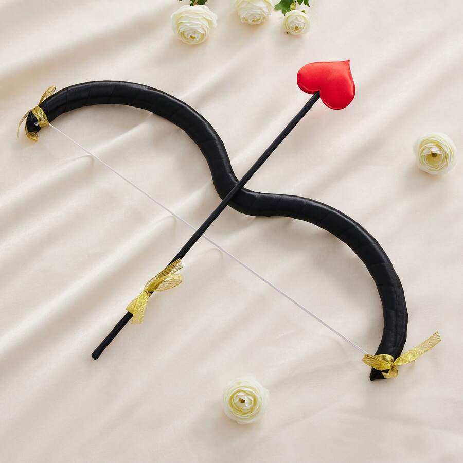 Cupid Bow And Arrow Set, Valentine's Day Cupid Costume Photo Props For Adults And Teens - Black - View 1