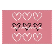 1pc/4pcs/6pcs Pink Heart Shape Placemats, I Love You Linen Woven Table Mats, Heat Resistant, Square, Machine Washable, Home And Dining Decoration For Valentine's Day