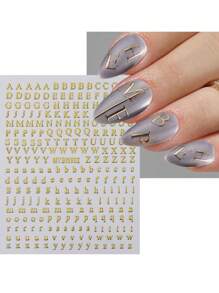1/7 张 3D 字母指甲贴纸 7 种混合颜色字母指甲贴纸全息小字母指甲贴纸，1 件/7 件 3D 彩色字母自粘指甲贴花适用于女士女孩指甲 - 彩色 - 查看 15