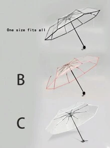 1 pieza Paraguas plegable transparente de PVC con 8 costillas reforzado, paraguas plegable para fotografía al aire libre, viajes, escuela, oficina, hogar, vuelta al cole, verano, playa, viajes