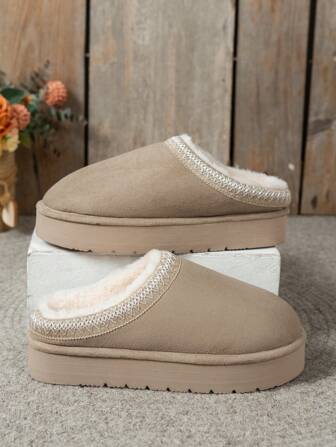 Women's Fashion Fuzzy Simple Solid Color Indoor Outdoor Travel Holiday Home Slippers