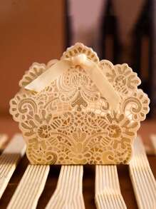 10件装镂空蕾丝糖果盒婚礼派对礼品盒镂空果糖盒欧式手提礼盒情人节