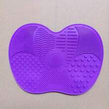 1pc Silicone Apple Shaped Brush Cleaning Mat With Suction Cup, Portable Makeup Brush Cleaner