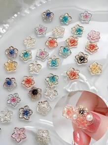 20pcs Cherry Blossom Nail Art Decoration Flower Nail Accessories Mixed Colored Fresh And Simple Flowers Nail Accessories For Spring Nail Art Suitable For Personal DIY Nail Salon Nail Charms Nail Gems Nail Supplies