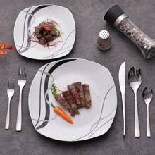 30 Pcs Silverware Set With Steak Knives Service, Stainless Steel Flatware Set, Mirror Polished Cutlery Utensil Set, Home Kitchen Eating Tableware Set, Include Fork Knife Spoon,Dishwasher Safe - Silver - View 2