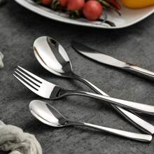 30 Pcs Silverware Set With Steak Knives Service, Stainless Steel Flatware Set, Mirror Polished Cutlery Utensil Set, Home Kitchen Eating Tableware Set, Include Fork Knife Spoon,Dishwasher Safe - Silver - View 3