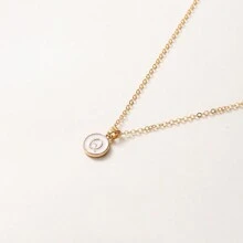 1pc Initial Letter A-Z Pendant Necklace, Gold Color Disc Charm Necklace, Suitable For Birthday, Mother's Day, Valentine's Day, Daily Wear Valentines,Mom,Mother,Mother's Day,Gift