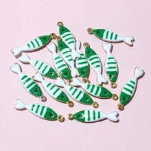 20 piezas de 18x5mm Colgantes de acero inoxidable con esmalte de peces, accesorios para hacer joyas DIY de acero inoxidable