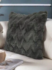1pc Farmhouse Style Wavy Luxurious Plush Throw Pillow Cover, Suitable For Home Sofa Decoration, Super Soft Faux Fur Cushion Cover