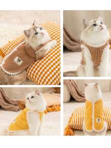 柔软温暖的针织无袖狗/猫毛衣，舒适的狗和猫宠物服装，适合所有季节，秋冬季