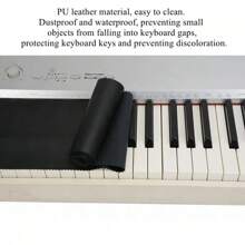 125 * 15,5 cm / 49,2 * 6,1 Zoll PU Leder schwarz Klaviatur Staubschutz für 88 Tasten Klaviere / Flügel / E-Klaviere, Schutzabdeckung für Klaviertasten