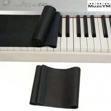 125 * 15,5 cm / 49,2 * 6,1 Zoll PU Leder schwarz Klaviatur Staubschutz für 88 Tasten Klaviere / Flügel / E-Klaviere, Schutzabdeckung für Klaviertasten