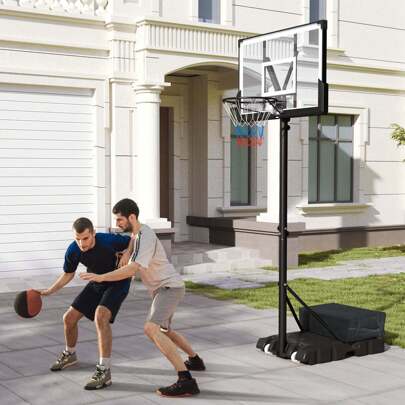 Lifezeal Basketball Hoop Outdoor System With 45 Inch Shatterproof PC Backboard Wheels