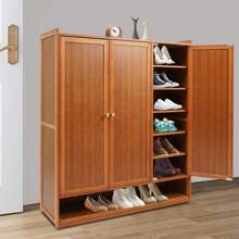 Bamboo Shoe Storage Cabinet With Doors, 8 Tier Free Standing Shoe Racks, 30 Pair Tall Shoe Rack Entryway Shoe Cabinet For Hallway Living Room - 棕色 - 查看 2