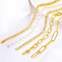 1 m/39,37 po Chaîne dorée brillante de haute qualité en acier inoxydable, convient pour la création de bijoux de mode DIY tels que colliers, bracelets, bracelets rigides, chaînes de sac et accessoires vestimentaires, idéal pour porter lors des fêtes, des anniversaires, de Noël, du Nouvel An et de la Saint-Valentin - chaîne - Voir 4