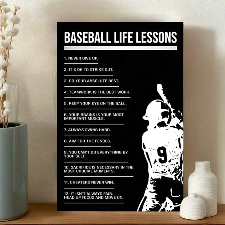 Canvas Poster, Baseball Life Lessons Vertical Poster, Baseball Life  Print, Sport Lover Poster Wall Art For Living Room, Wall Decor For Bedroom, Home Decor Room Decor