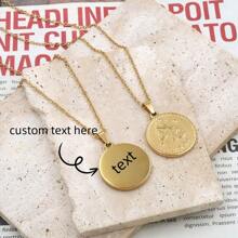 个性化不锈钢 12 星座吊坠项链，适合女性 - 金色 - 查看 1