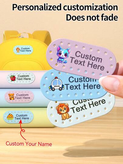 [Custom] Durable Personalized Clothing Labels, Waterproof And Fade-Resistant - Specially Designed For School Uniforms, Backpacks, Hats, Blankets, Towels, Suitable For School Stationery And Office Supplies, Handmade Leather Labels For Handicrafts, Personalized Handmade Leather Labels For Crochet And Knitted Items, Adorable Labels With Rivets, Suitable For Hats, Beanies, Scarves
