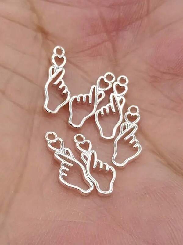 5/10/15/20pcs 22mm Hollowed-Out Love Gesture Creative Charms DIY Jewelry Accessories Necklace Earrings Bracelet Keychain Bag Clothing Phone Case Pendant Valentine's Day Pendant