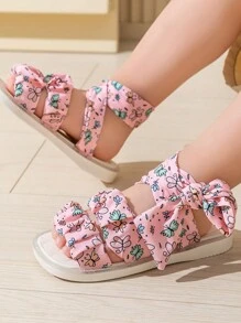 1 Pair Girls Criss-Cross Slippers Princess Style, Casual Cute Outdoor Soft Bottom Comfortable Sandals, Versatile & Sweet For Summer - Pink - View 3