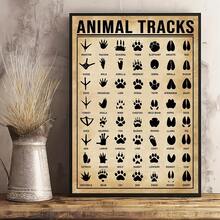 1 Pieza de Arte de Pared de Gráfico de Huellas de Animales Vintage - Perfecto para Decoración del Hogar y Decoración de Habitaciones - Póster Impreso en Lienzo, Sin Marco - transparente - Ver 3