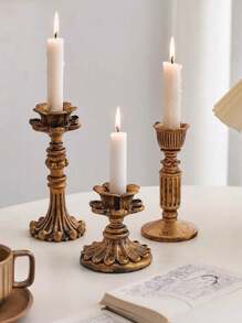 1 Piece French Vintage Style Worn Gold Candle Holder Base European Wedding Decor Home Decor, Decor, Festivals, Gifts
