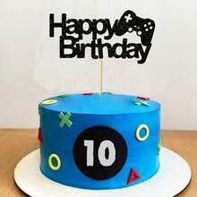 1 件电子游戏等级 8-16 解锁生日蛋糕装饰黑色闪光 8 9 10 11 12 13 14 15 16 岁生日蛋糕装饰升级派对装饰用品 - 黑色 - 查看 11