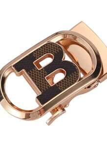 1 Stück automatische Schnalle mit goldenem Buchstaben B Aufkleber Leder Gürtel mit Litchi Streifenmuster, hochwertig & luxuriös, geeignet für Party oder Business Lässig Herren Sommer, Schule Lässig, Business, Freund Ehemann Vater Herren Geschenk, Alltag, Mode, Teenager, Outdoor, Urlaub, Sport, Reise, Straße, Boho, Vintage Herbst, Herbst-Winter Accessoires, geeignet für Teenager, Jugendliche, Herren, Lässig, Outdoor, Sport, Urlaub, Abschlussgeschenke, Geburtstag, Alltag