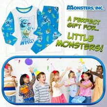 Disney Monsters Inc Pyjama 2 Piece Lounge Wear Long Top And Bottoms PJ 3-12 Years Gift - Blue - View 2