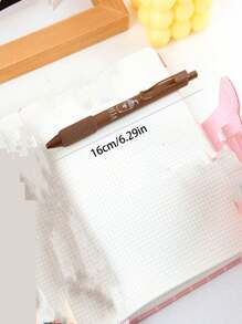 2pcs Random Vintage Sponge Brush Pens, Super Soft Sponge Grip, Non-Fatiguing For Long-Time Writing, Pressurized Design With Black Quick-Drying Ink, Smooth & Uniform Ink Flow, Compact & Elegant Body, Joyful Writing Experience, Portable Metal Clip - Brown - View 2
