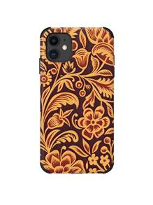 قطعة واحدة حالة هاتف مطبوع بتصميم زهري باروك ، تصميم زهري عتيق ، غلاف ناعم مضاد للصدمات والسقوط ، متوافق مع هواتف أيفون 11 12 13 14 15 16 برو ماكس ، مصنوع من مادة TPU بطباعة ألوان أشعة فوق البنفسجية بمظهر جلدي