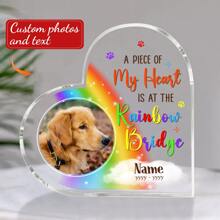 You Smiled With Your Eyes Custom Dog Acrylic Plaque, Personalized Heart Shaped Deceased Pet Plaque, Pet Memorial Gifts,Four Patterns To Choose From